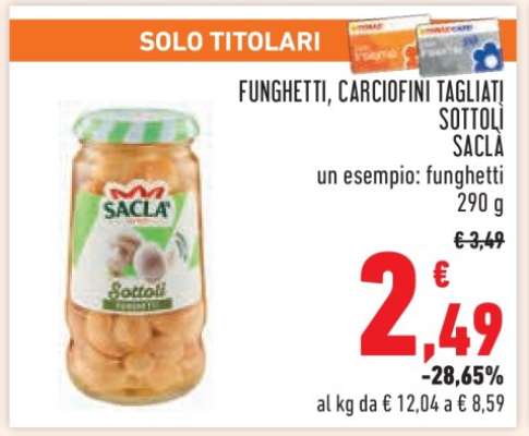 Funghetti, Carciofini Tagliati Sottoli Saclà