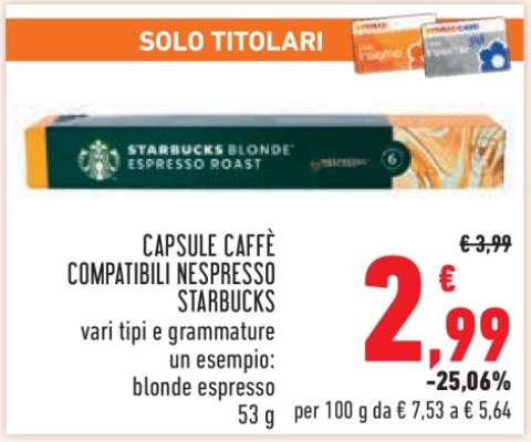 CAPSULE CAFFÈ COMPATIBILI NESPRESSO STARBUCKS