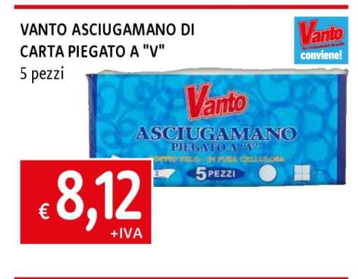 VANTO ASCIUGAMANO DI CARTA PIEGATO A 'V'