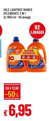 SOLE LAVATRICE BIANCO SPLENDENTE 3 IN 1