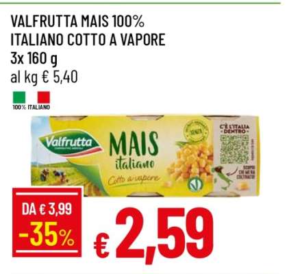 VALFRUTTA MAIS 100% ITALIANO COTTO A VAPORE