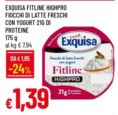 EXQUISA FITLINE HIGHPRO FIOCCHI DI LATTE FRESCHI CON YOGURT 21G DI PROTEINE