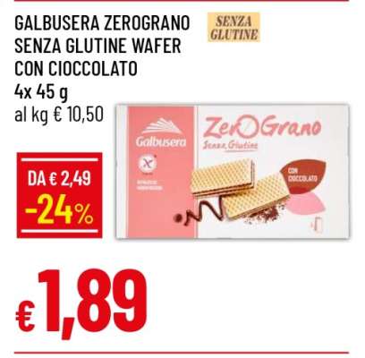 GALBUSERA ZEROGRANO SENZA GLUTINE WAFER CON CIOCCOLATO
