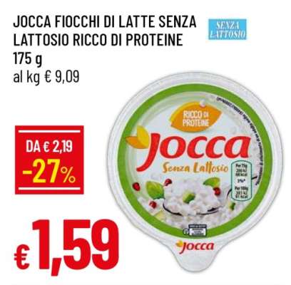 Jocca Fiocchi di Latte Senza Lattosio Ricco di Proteine
