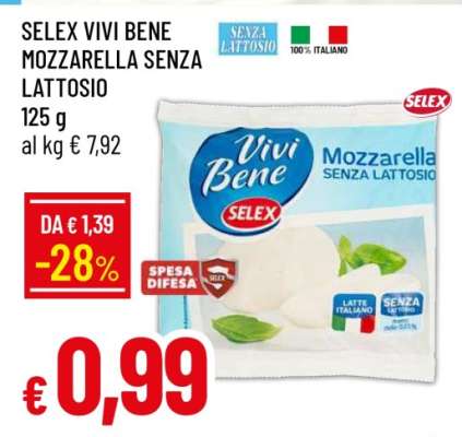 SELEX VIVI BENE Mozzarella Senza Lattosio