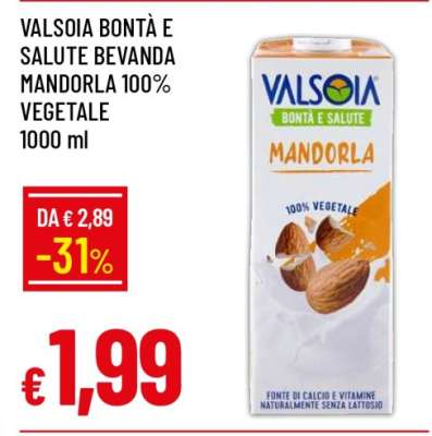 VALSOIA BONTÀ E SALUTE BEVANDA MANDORLA 100% VEGETALE