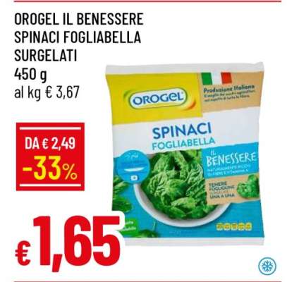 OROGEL IL BENESSERE SPINACI FOGLIABELLA SURGELATI