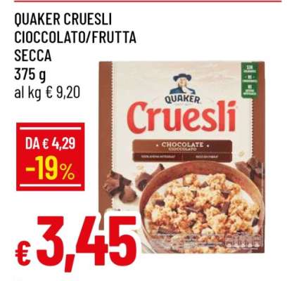 QUAKER CRUESLI CIOCCOLATO/FRUTTA SECCA