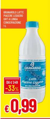 GRANAROLO LATTE PIACERE LEGGERO UHT A LUNGA CONSERVAZIONE 1 L