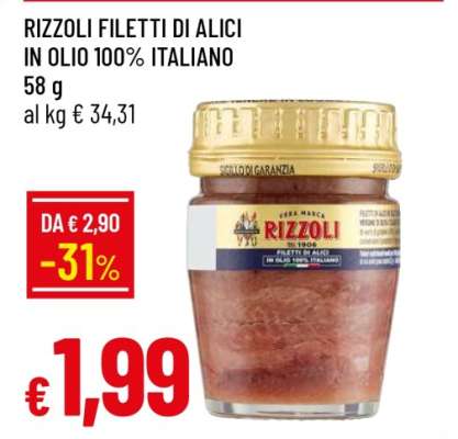 RIZZOLI filetti di alici in olio 100% italiano