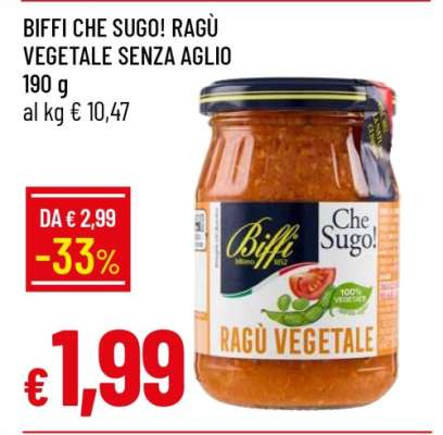 BIFFI CHE SUGO! RAGÙ VEGETALE SENZA AGLIO