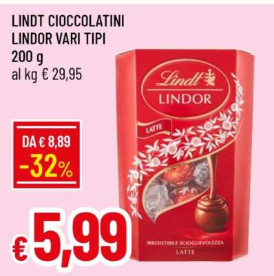 LINDT CIOCCOLATINI LINDOR VARI TIPI
