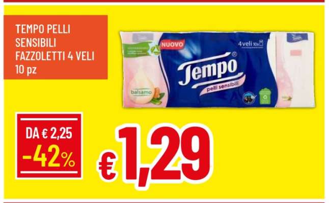 TEMPO PELLI SENSIBILI FAZZOLETTI 4 VELI 10 pz