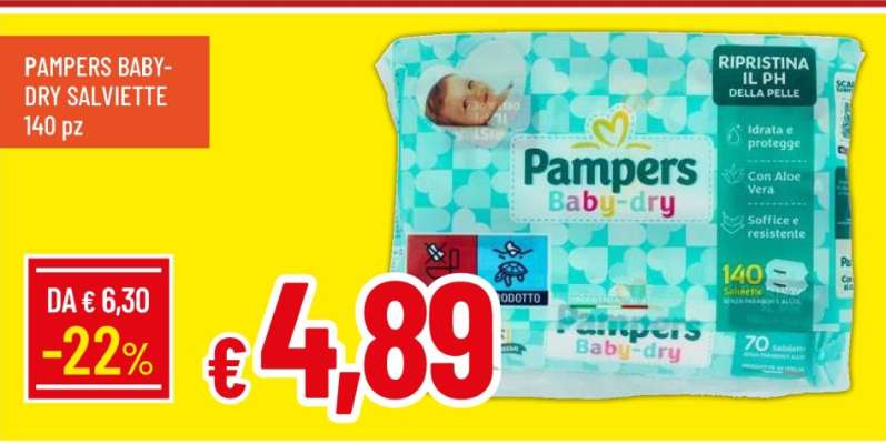 PAMPERS BABY-DRY SALVIETTE 140 pz