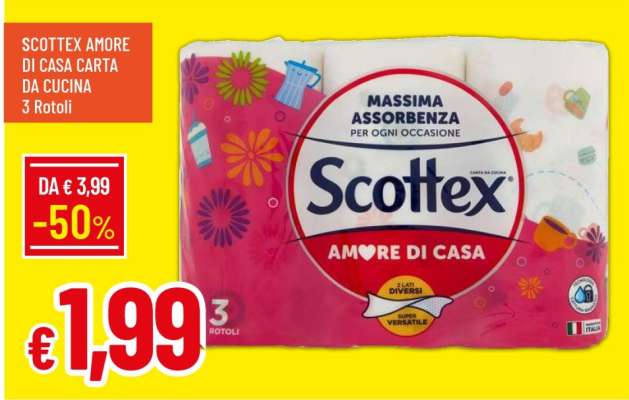 SCOTTEX AMORE DI CASA CARTA DA CUCINA 3 Rotoli