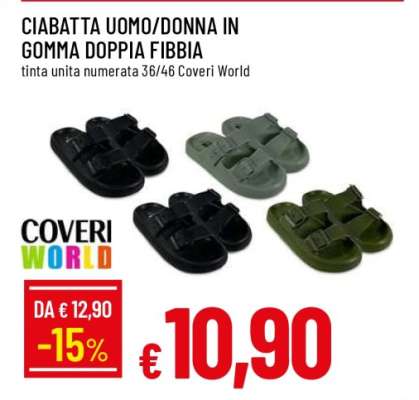 CIABATTA UOMO/DONNA IN GOMMA DOPPIA FIBBIA