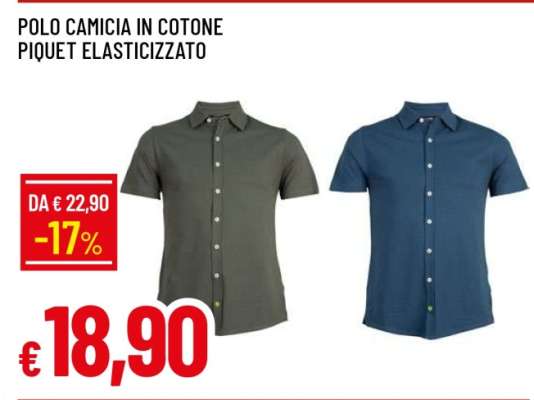 POLO CAMICIA IN COTONE PIQUET ELASTICIZZATO