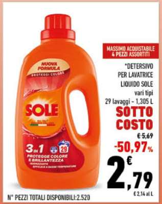 SOLE Detersivo per Lavatrice Liquido