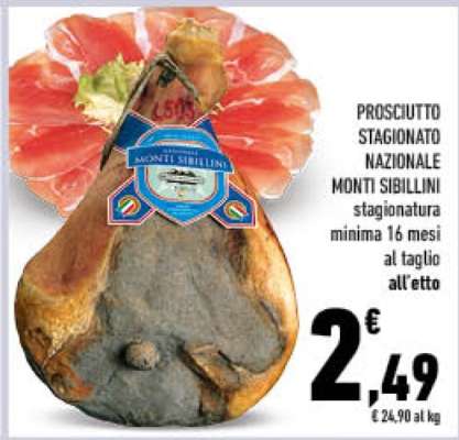 Prosciutto stagionato nazionale Monti Sibillini