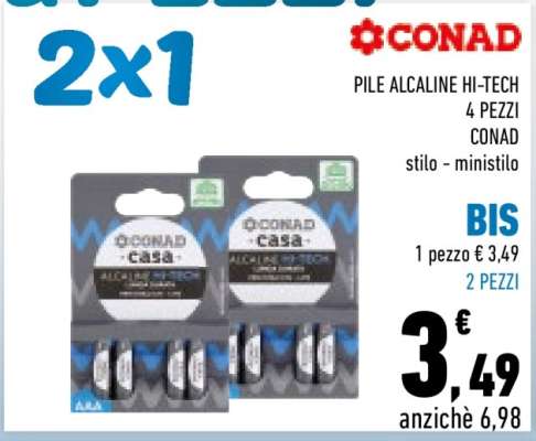 PILE ALCALINE HI-TECH 4 PEZZI CONAD