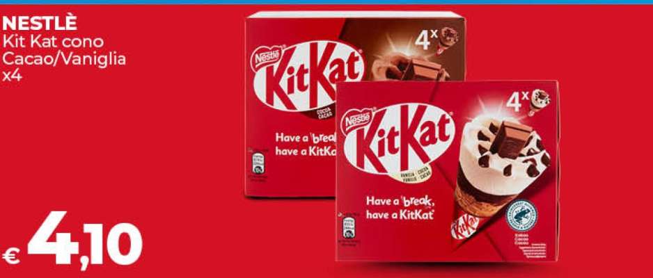 Nestlé Kit Kat cono cacao/vaniglia x4
