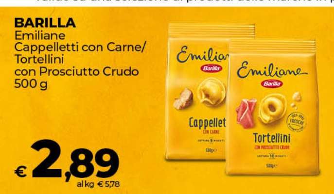 BARILLA Emiliane Cappelletti con Carne/Tortellini con Prosciutto Crudo 500 g