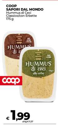 COOP SAPORI DAL MONDO Hummus di Ceci Classico/con Erbette