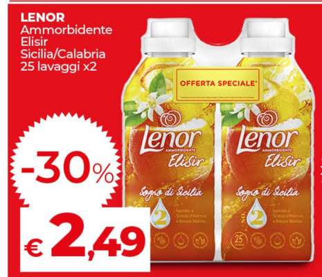 LENOR Ammorbidente Elisir Sicilia/Calabria 25 lavaggi x2