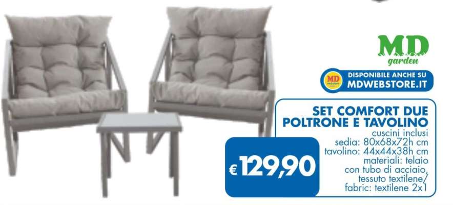 SET COMFORT DUE POLTRONE E TAVOLINO
