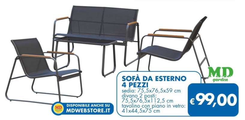 Sofà da esterno 4 pezzi