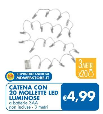 CATENA CON 20 MOLLETTE LED LUMINOSE