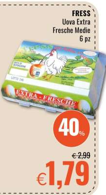 FRESS Uova Extra Fresche Medie 6 pz