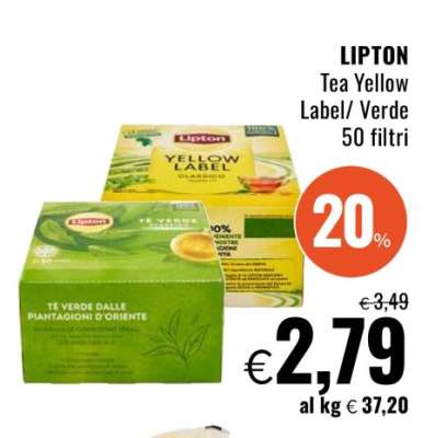 LIPTON Tea Yellow Label/Verde 50 filtri
