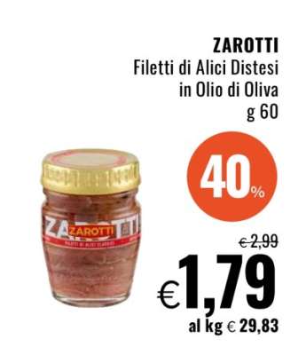 ZAROTTI Filetti di Alici Distesi in Olio di Oliva