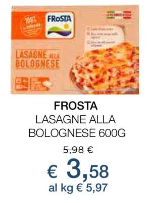 FROSTA LASAGNE ALLA BOLOGNESE 600G