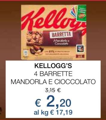KELLOGG’S 4 BARRETTE MANDORLA E CIOCCOLATO
