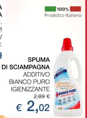 SPUMA DI SCIAMPAGNA ADDITIVO BIANCO PURO IGIENIZZANTE