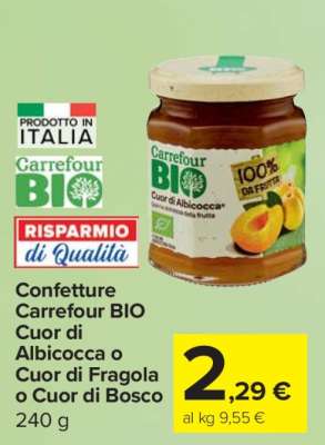 Confetture Carrefour BIO Cuor di Albicocca o Cuor di Fragola o Cuor di Bosco