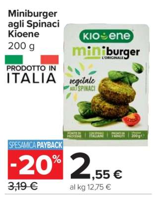 Miniburger agli Spinaci Kioene