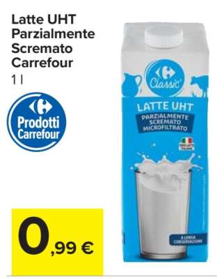 Latte UHT Parzialmente Scremato Carrefour