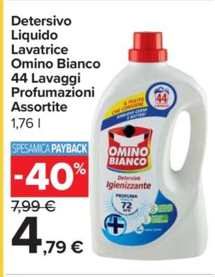 Detersivo Liquido Lavatrice Omino Bianco 44 Lavaggi Profumazioni Assortite