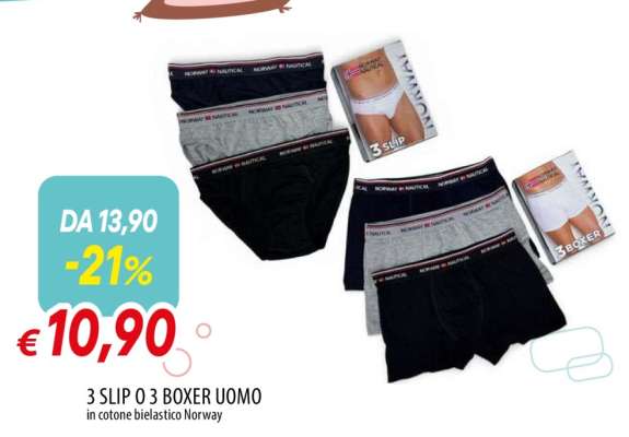 3 SLIP O 3 BOXER UOMO
