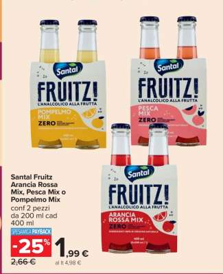 Santal Fruitz Arancia Rossa Mix, Pesca Mix o Pompelmo Mix
