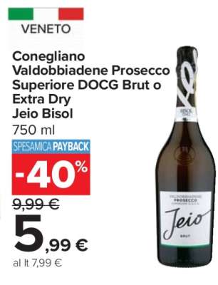 Conegliano Valdobbiadene Prosecco Superiore DOCG Brut o Extra Dry Jeio Bisol