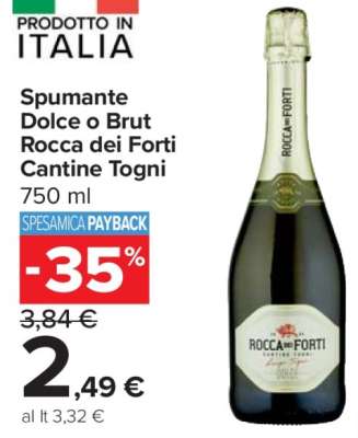 Spumante Dolce o Brut Rocca dei Forti Cantine Togni