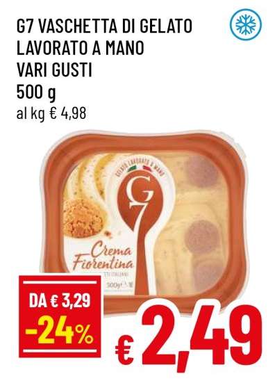 G7 Vaschetta di Gelato Lavorato a Mano Vari Gusti