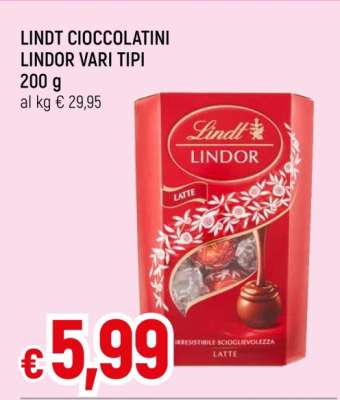 LINDT CIOCCOLATINI LINDOR VARI TIPI