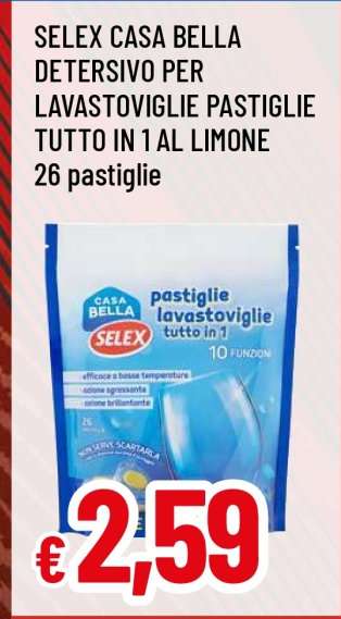 SELEX CASA BELLA DETERSIVO PER LAVASTOVIGLIE PASTIGLIE TUTTO IN 1 AL LIMONE