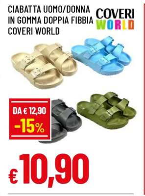 CIABATTA UOMO/DONNA IN GOMMA DOPPIA FIBBIA COVERI WORLD