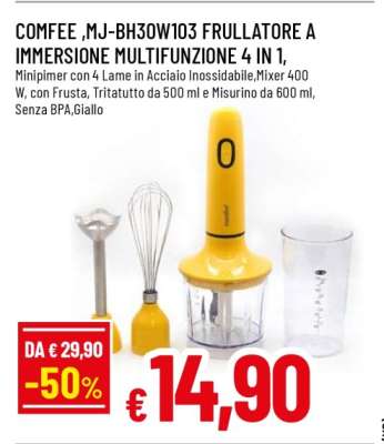 COMFEE ,MJ-BH30W103 FRULLATORE A IMMERSIONE MULTIFUNZIONE 4 IN 1